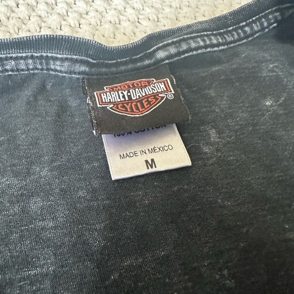 Harley Davidson Shirt Womens Black Gray Acid Wash Biker Support Troops NC Sz M - Picture 5 of 8